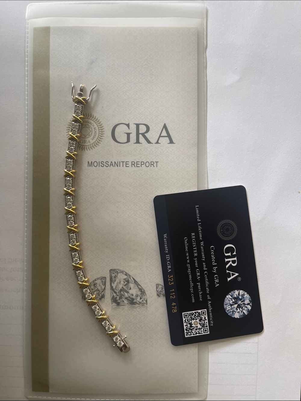 GRA Moissanite Tennis Bracelet in Two-Tone Gold & Silver size 6